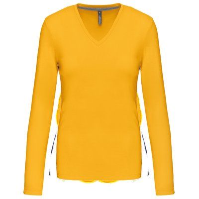 Camiseta manga larga mujer algodón entallada Amarillo L