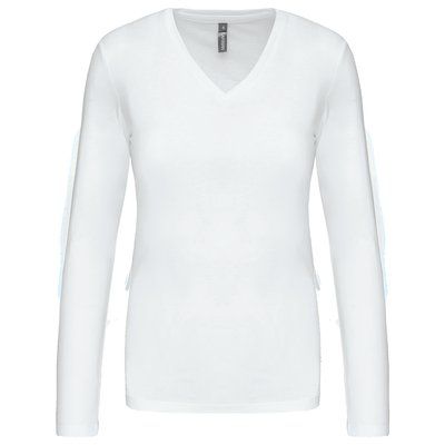 Camiseta manga larga mujer algodón entallada Blanco S