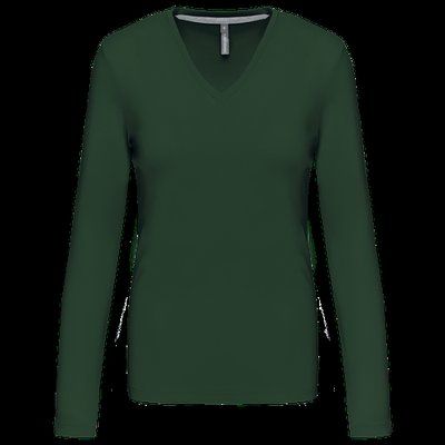 Camiseta manga larga mujer algodón entallada Forest Green L