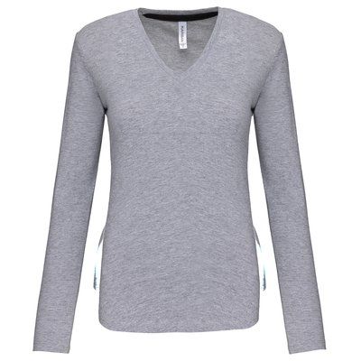 Camiseta manga larga mujer algodón entallada Gris L