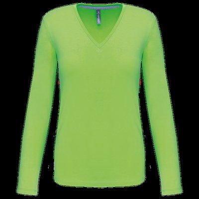 Camiseta manga larga mujer algodón entallada Lime L