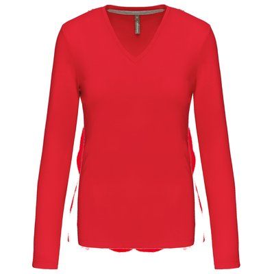 Camiseta manga larga mujer algodón entallada Rojo 3XL