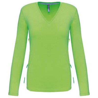 Camiseta manga larga mujer algodón entallada Verde M