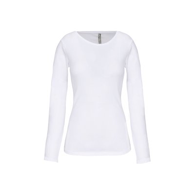 Camiseta manga larga mujer y cuello redondo Blanco S