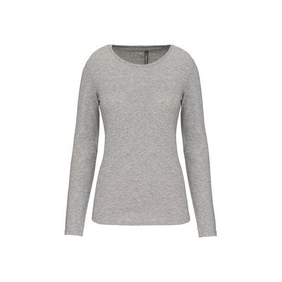 Camiseta manga larga mujer y cuello redondo Light grey heather L