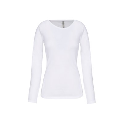 Camiseta manga larga mujer y cuello redondo White XXL