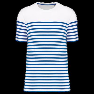 Camiseta marinera de algodón para hombre White / Royal Blue Stripe XL