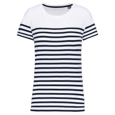 Camiseta marinera Corte recto White / Navy Stripes L