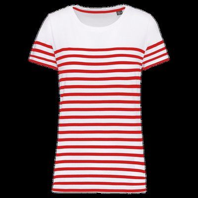 Camiseta marinera Corte recto White / Red Stripe L