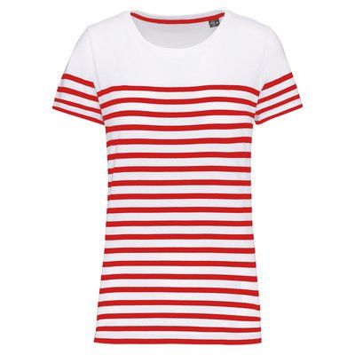 Camiseta marinera Corte recto White / Red Stripe XS