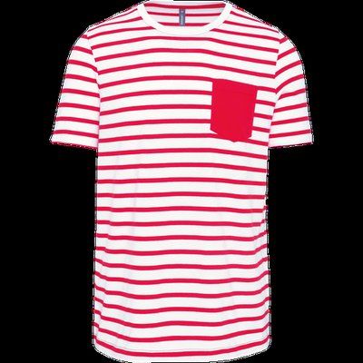 Camiseta marinero con bolsillo White / Red Stripe XL