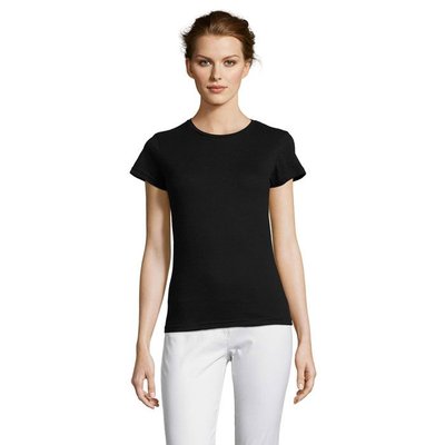 Camiseta Mujer 150g Algodón Negro XXL