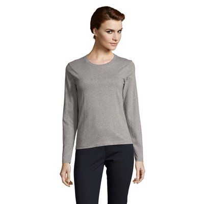 Camiseta Mujer Ajustada Manga Larga 190g Gris L