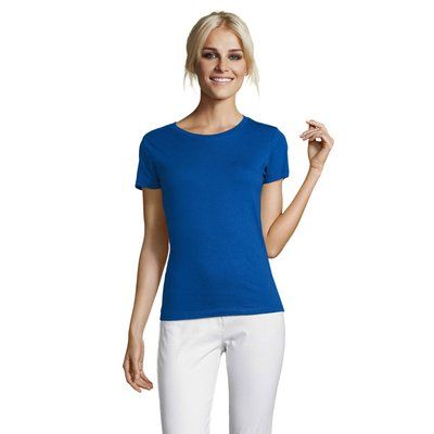 Camiseta Mujer Algodón Corte Entallado Azul Royal XXL