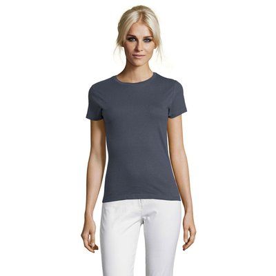 Camiseta Mujer Algodón Corte Entallado Gris XXL