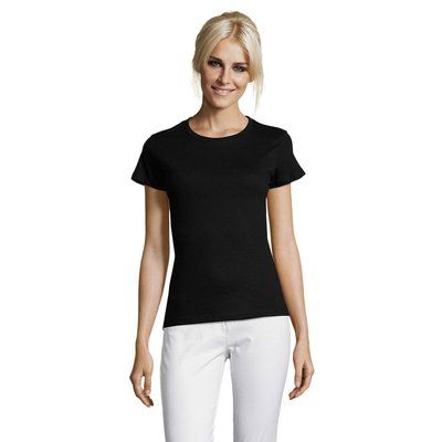 Camiseta Mujer Algodón Corte Entallado Negro L