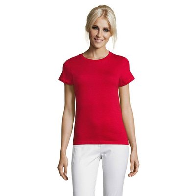 Camiseta Mujer Algodón Corte Entallado Rojo S