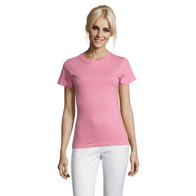 Camiseta Mujer Algodón Corte Entallado Rosa S