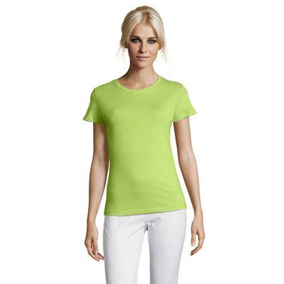 Camiseta Mujer Algodón Corte Entallado Verde Manzana S