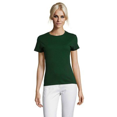 Camiseta Mujer Algodón Corte Entallado Verde XXL