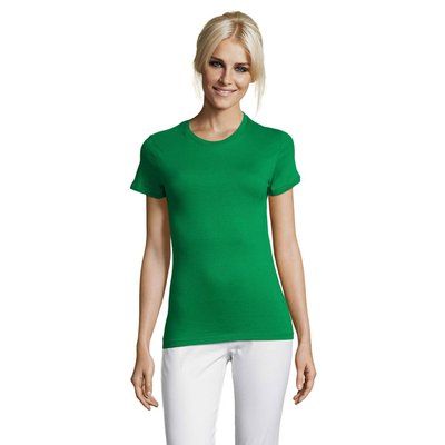 Camiseta Mujer Algodón Corte Entallado Verde XXL