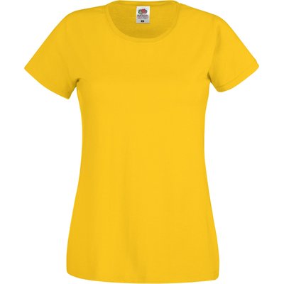 Camiseta mujer algodón cuello redondo entallada Amarillo S