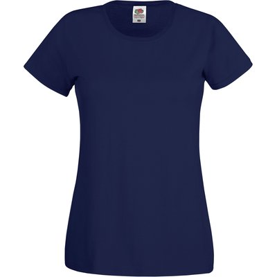 Camiseta mujer algodón cuello redondo entallada Azul S