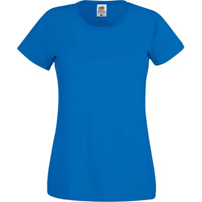 Camiseta mujer algodón cuello redondo entallada Azul XL