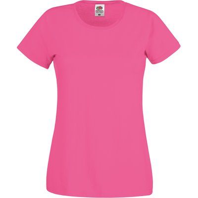 Camiseta mujer algodón cuello redondo entallada Fuchsia XS