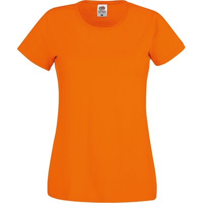 Camiseta mujer algodón cuello redondo entallada Naranja L