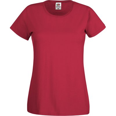 Camiseta mujer algodón cuello redondo entallada Rojo M