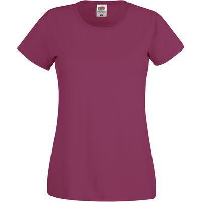 Camiseta mujer algodón cuello redondo entallada Rojo / Violeta M