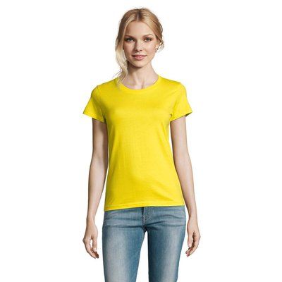 Camiseta Mujer Algodón Semi-Peinado Amarillo XL