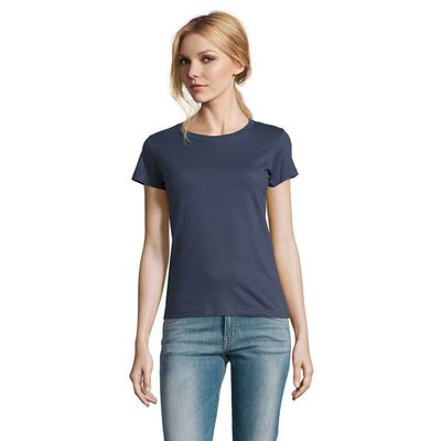 Camiseta Mujer Algodón Semi-Peinado Azul Claro L