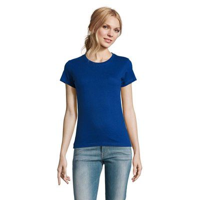 Camiseta Mujer Algodón Semi-Peinado Azul Marino L