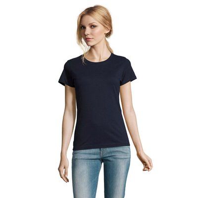 Camiseta Mujer Algodón Semi-Peinado Azul Marino M