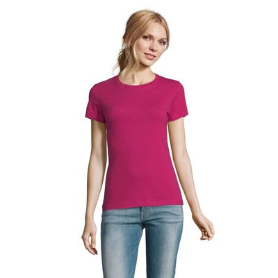 Camiseta Mujer Algodón Semi-Peinado Fucsia L