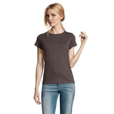 Camiseta Mujer Algodón Semi-Peinado Gris M