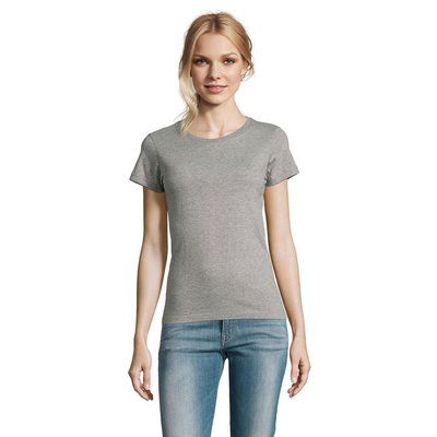 Camiseta Mujer Algodón Semi-Peinado Gris XXL