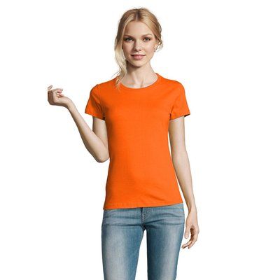 Camiseta Mujer Algodón Semi-Peinado Naranja S