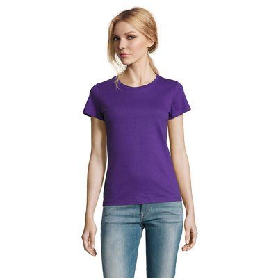 Camiseta Mujer Algodón Semi-Peinado Púrpura M