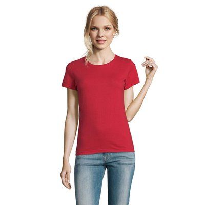 Camiseta Mujer Algodón Semi-Peinado Rojo XXL