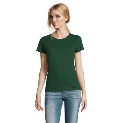 Camiseta Mujer Algodón Semi-Peinado Verde L