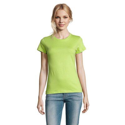 Camiseta Mujer Algodón Semi-Peinado Verde Manzana L