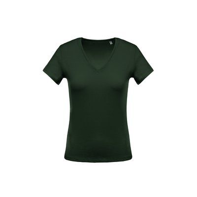 Camiseta mujer cuello de pico entallada Forest Green L