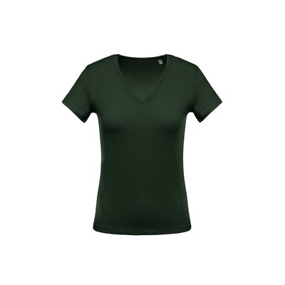 Camiseta mujer cuello de pico entallada Verde XL