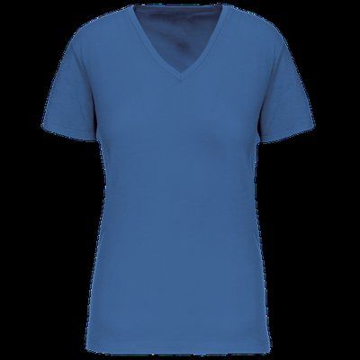 Camiseta de mujer cuello de pico Light Royal Blue 3XL