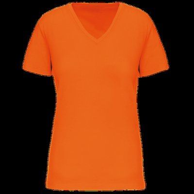 Camiseta de mujer cuello de pico Orange M