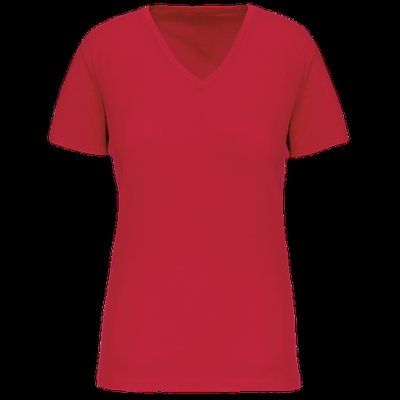 Camiseta de mujer cuello de pico Red M