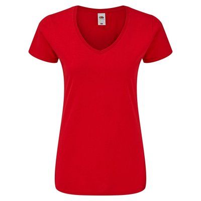 Camiseta Mujer Cuello Pico Roj L